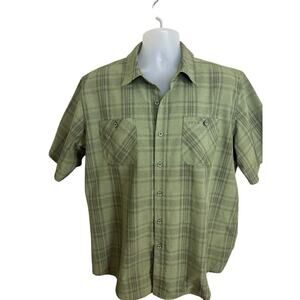 Orvis Shirt Mens Size Large Green Button Up Plaid Contemporary Casual Woven